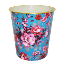 Round Plastic Flower Printed Open Top Garbage Bin (B06-2020-2)